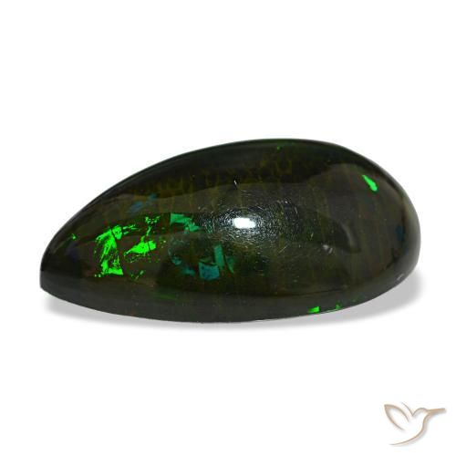 Opale noire multicolore naturelle en forme de poire, 13,64 ct, opaque