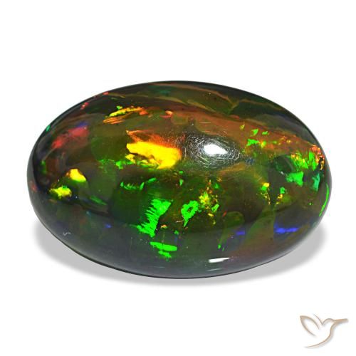 Opale noire multicolore de 12,21 ct, ovale, opaque