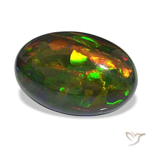 Opale noire multicolore naturelle coupe ovale, 12,21 ct, opaque