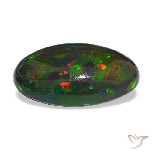 Opale noire multicolore naturelle coupe ovale, 12,21 ct, opaque