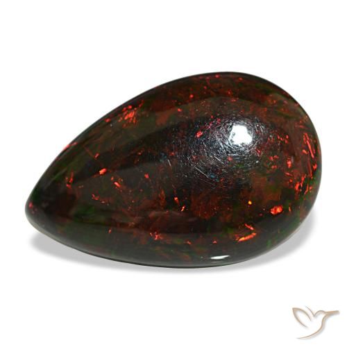 Opale noire multicolore de 9,50 ct, en forme de poire, opaque