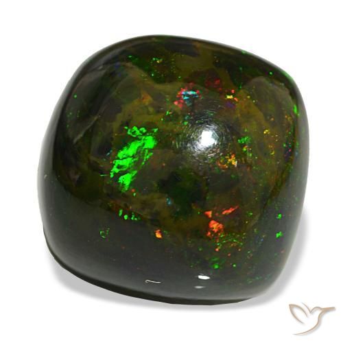 Opale noire multicolore naturelle coupe coussin, 20,02 ct, opaque