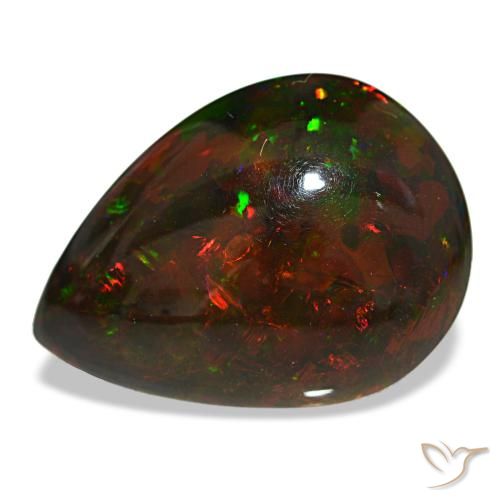 Opale noire multicolore naturelle en forme de poire, 18,88 ct, opaque