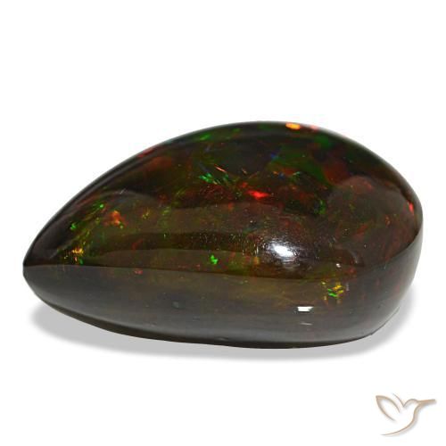 Opale noire multicolore naturelle en forme de poire, 18,88 ct, opaque