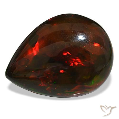 Opale noire multicolore de 19,33 ct, en forme de poire, opaque