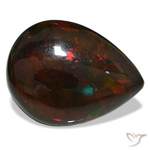 Opale noire multicolore naturelle en forme de poire, 19,33 ct, opaque