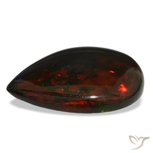 Opale noire multicolore naturelle en forme de poire, 19,33 ct, opaque