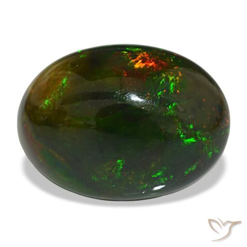 Opale noire multicolore naturelle coupe ovale, 13,97 ct, opaque
