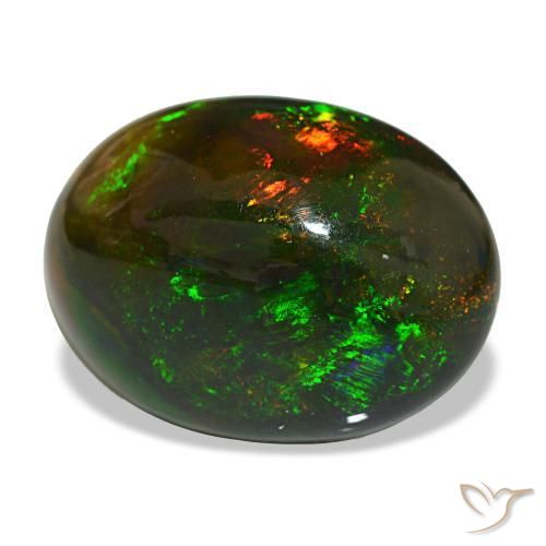 Opale noire multicolore naturelle coupe ovale, 13,97 ct, opaque