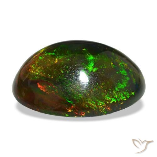 Opale noire multicolore naturelle coupe ovale, 13,97 ct, opaque