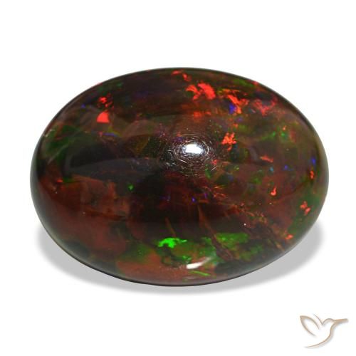 Opale noire multicolore naturelle coupe ovale, 10,81 ct, opaque