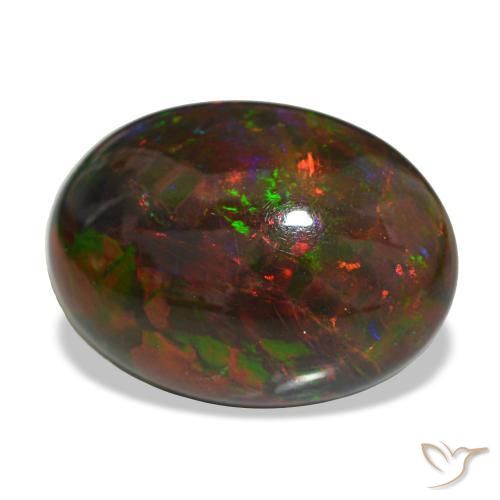 Opale noire multicolore naturelle coupe ovale, 10,81 ct, opaque