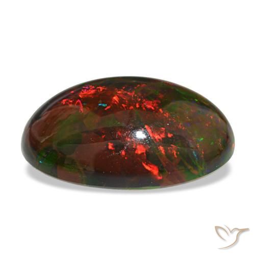 Opale noire multicolore naturelle coupe ovale, 10,81 ct, opaque