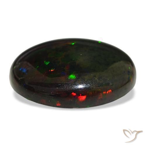 Opale noire multicolore naturelle coupe ovale, 10,08 ct, opaque