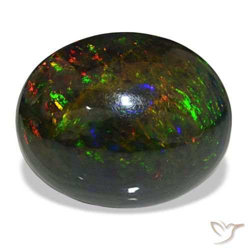 Opale noire multicolore de 21,50 ct, ovale, opaque