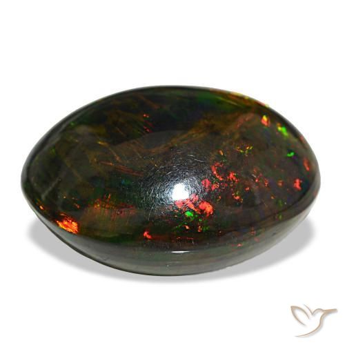 Opale noire multicolore naturelle coupe ovale, 21,50 ct, opaque