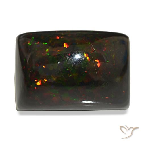 Opale noire multicolore de 29,90 ct, baguette, opaque