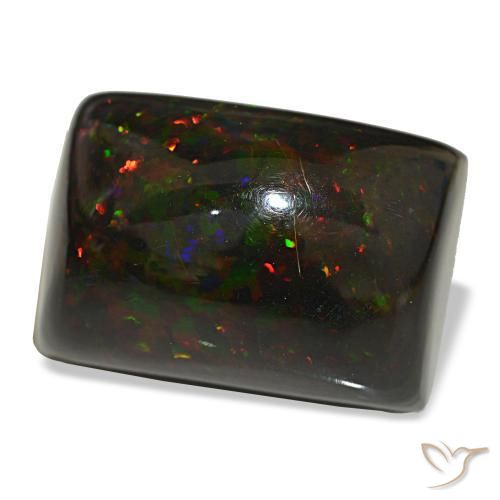 Opale noire multicolore naturelle baguette, 29,90 ct, opaque