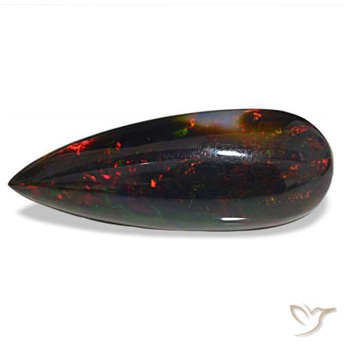 Opale noire multicolore naturelle en forme de poire, 32,18 ct, opaque