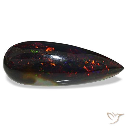 Opale noire multicolore naturelle en forme de poire, 32,18 ct, opaque