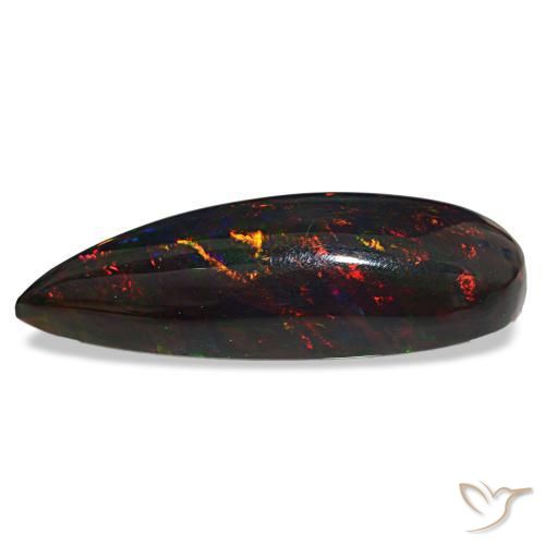 Opale noire multicolore naturelle en forme de poire, 32,18 ct, opaque