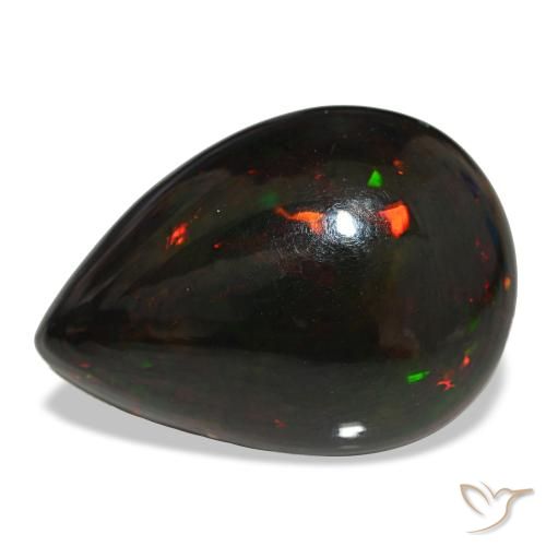 Opale noire multicolore de 14,48 ct, en forme de poire, opaque