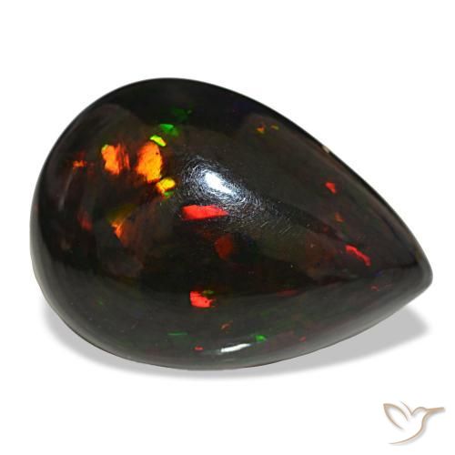 Opale noire multicolore naturelle en forme de poire, 14,48 ct, opaque