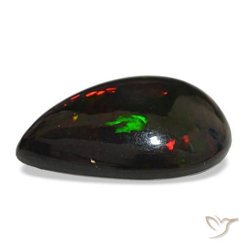 Opale noire multicolore naturelle en forme de poire, 14,48 ct, opaque