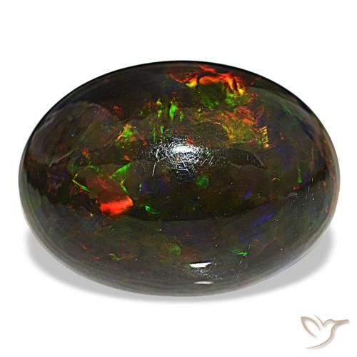 Opale noire multicolore de 18,89 ct, ovale, opaque