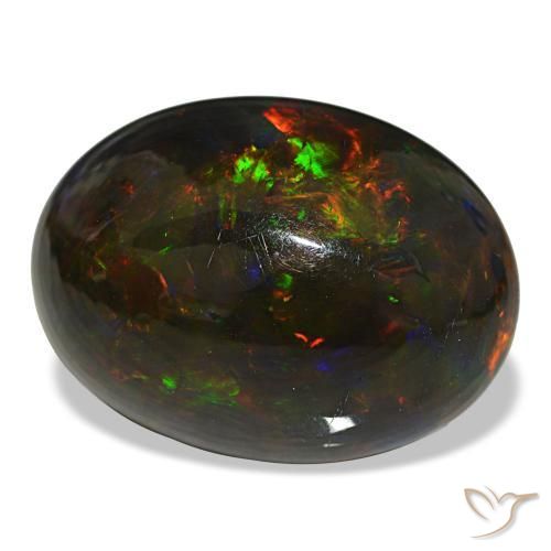 Opale noire multicolore naturelle coupe ovale, 18,89 ct, opaque