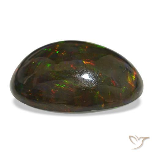 Opale noire multicolore naturelle coupe ovale, 18,89 ct, opaque