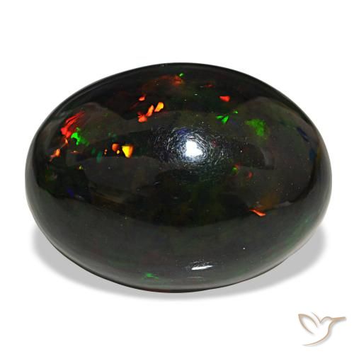 Opale noire multicolore naturelle coupe ovale, 25,47 ct, opaque