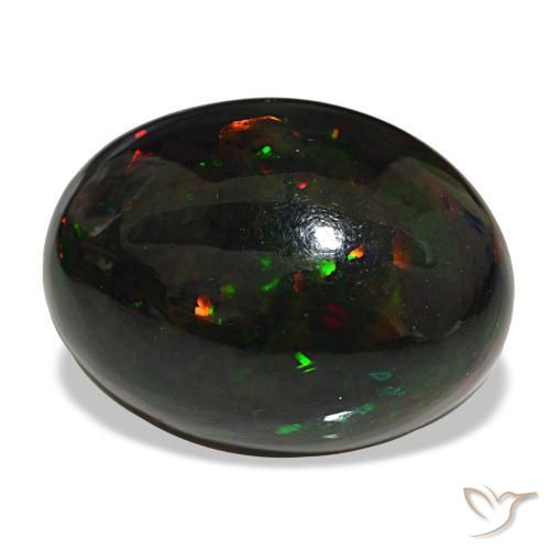 Opale noire multicolore naturelle coupe ovale, 25,47 ct, opaque