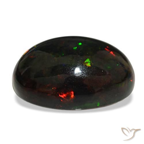 Opale noire multicolore naturelle coupe ovale, 25,47 ct, opaque