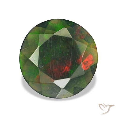 Opale noire multicolore naturelle coupe roude, 0,73 ct, translucide