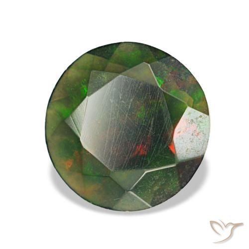 Opale noire multicolore naturelle coupe roude, 0,73 ct, translucide