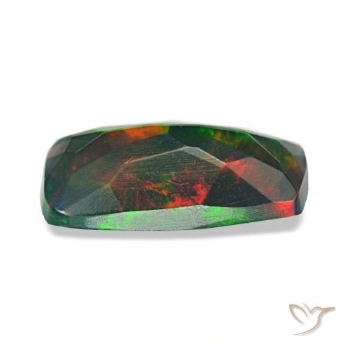 Opale noire multicolore naturelle coupe coussin, 0,96 ct, translucide