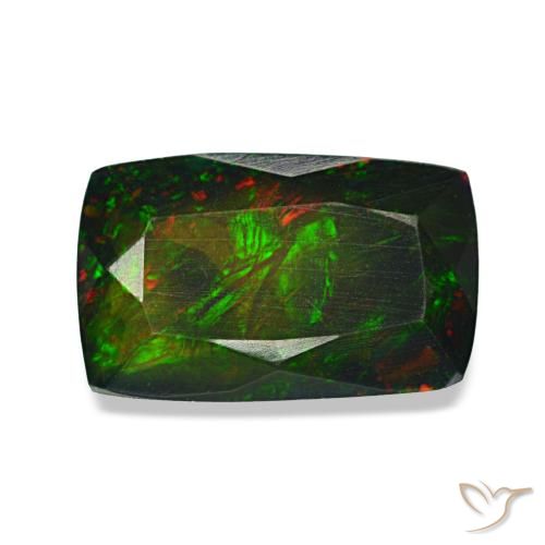 Opale noire multicolore naturelle coupe coussin, 1,13 ct, translucide
