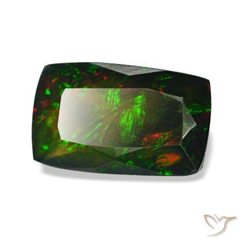 Opale noire multicolore naturelle coupe coussin, 1,13 ct, translucide