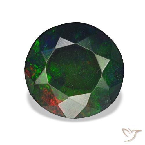 Opale noire multicolore de 1,08 ct, rond, opaque