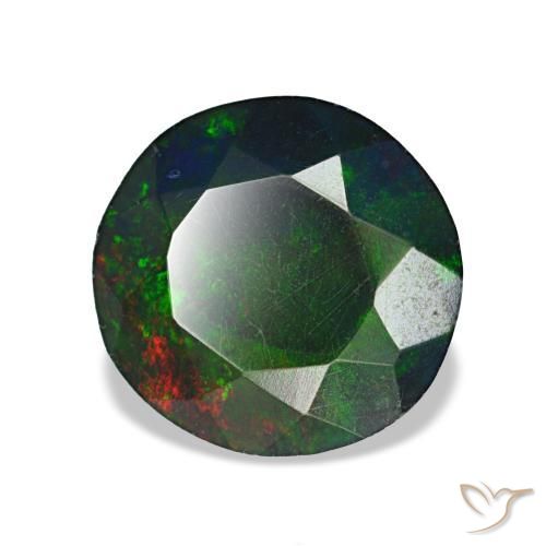 Opale noire multicolore naturelle coupe roude, 1,08 ct, opaque