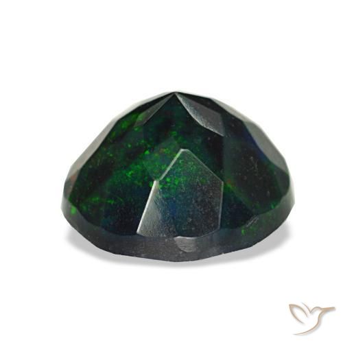 Opale noire multicolore naturelle coupe roude, 1,08 ct, opaque