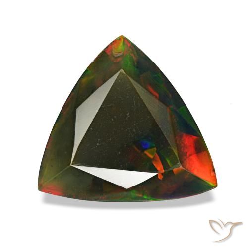 Opale noire multicolore naturelle trillion, 1,40 ct, opaque
