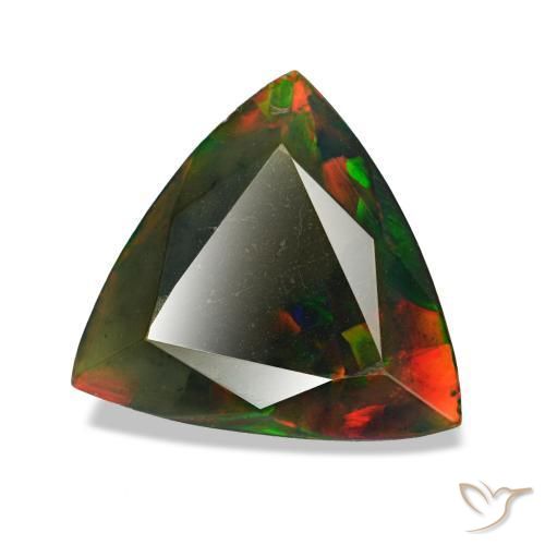 Opale noire multicolore naturelle trillion, 1,40 ct, opaque