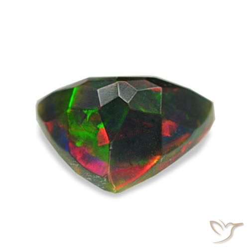 Opale noire multicolore naturelle trillion, 1,40 ct, opaque