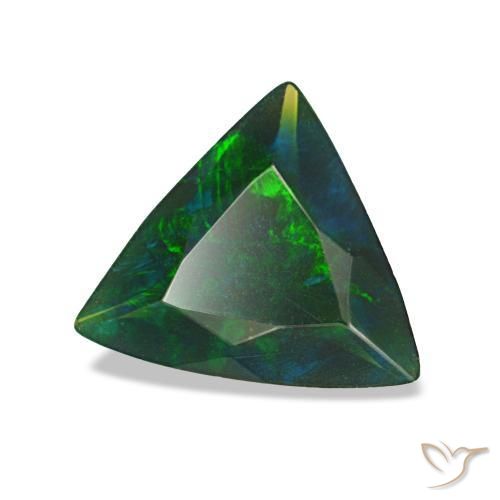 Opale noire multicolore naturelle trillion, 0,61 ct, opaque