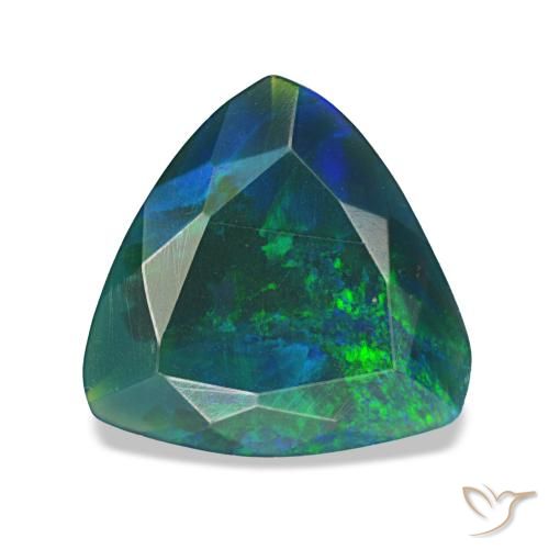 Opale noire multicolore naturelle trillion, 1,18 ct, opaque