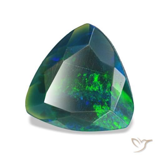 Opale noire multicolore naturelle trillion, 1,18 ct, opaque