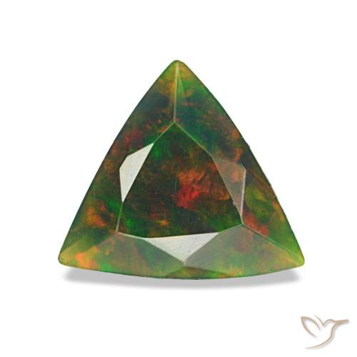 Opale noire multicolore naturelle trillion, 0,63 ct, opaque