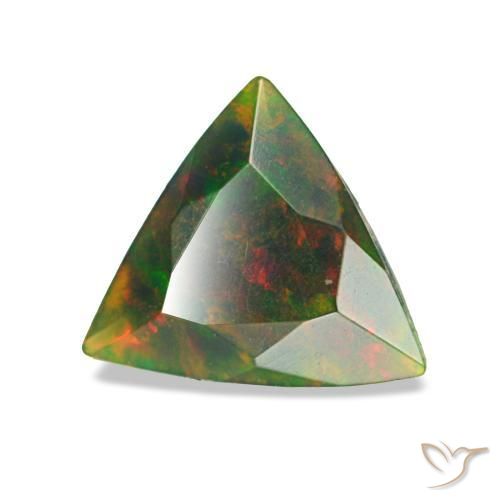 Opale noire multicolore naturelle trillion, 0,63 ct, opaque